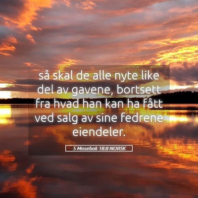 Picture 05 - 5 Mosebok 18:8 NORSK - så skal de alle nyte like del av gavene, - Bible Verse Picture