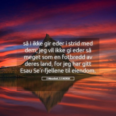 Picture 05 - 5 Mosebok 2:5 NORSK - så I ikke gir eder i strid med dem; jeg vil ikke - Bible Verse Picture