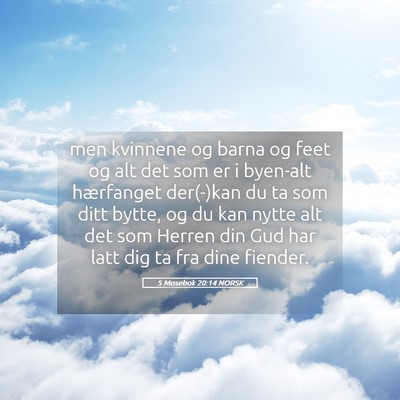 Picture 05 - 5 Mosebok 20:14 NORSK - men kvinnene og barna og feet og alt det som er i - Bible Verse Picture