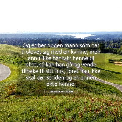 Picture 05 - 5 Mosebok 20:7 NORSK - Og er her nogen mann som har trolovet sig med en - Bible Verse Picture