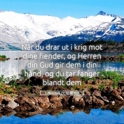 Picture 05 - 5 Mosebok 21:10 NORSK - Når du drar ut i krig mot dine fiender, og - Bible Verse Picture