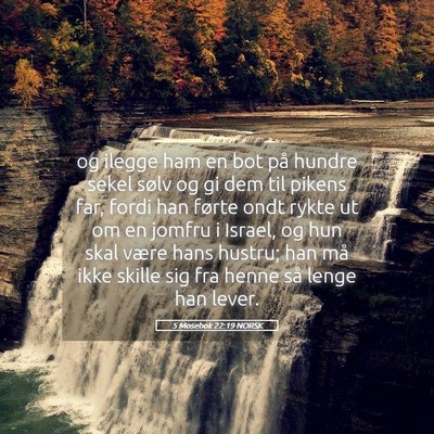 Picture 05 - 5 Mosebok 22:19 NORSK - og ilegge ham en bot på hundre sekel sølv og gi - Bible Verse Picture