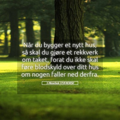 Picture 05 - 5 Mosebok 22:8 NORSK - Når du bygger et nytt hus, så skal du gjøre et - Bible Verse Picture