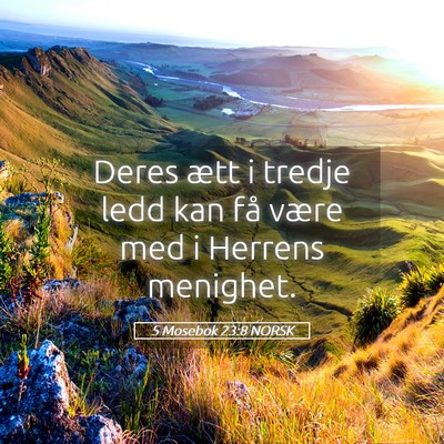 Picture 05 - 5 Mosebok 23:8 NORSK - Deres ætt i tredje ledd kan få være med i - Bible Verse Picture
