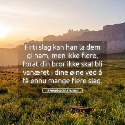 Picture 05 - 5 Mosebok 25:3 NORSK - Firti slag kan han la dem gi ham, men ikke flere, - Bible Verse Picture
