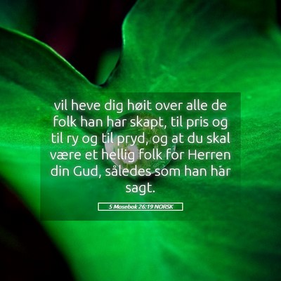 Picture 05 - 5 Mosebok 26:19 NORSK - vil heve dig høit over alle de folk han har - Bible Verse Picture