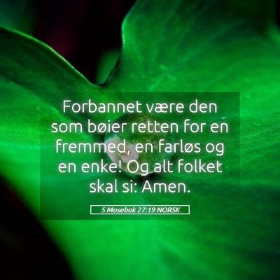 Picture 05 - 5 Mosebok 27:19 NORSK - Forbannet være den som bøier retten for en - Bible Verse Picture
