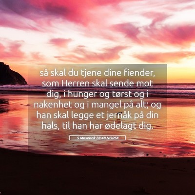 Picture 05 - 5 Mosebok 28:48 NORSK - så skal du tjene dine fiender, som Herren skal - Bible Verse Picture