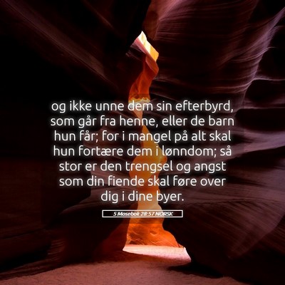 Picture 05 - 5 Mosebok 28:57 NORSK - og ikke unne dem sin efterbyrd, som går fra - Bible Verse Picture