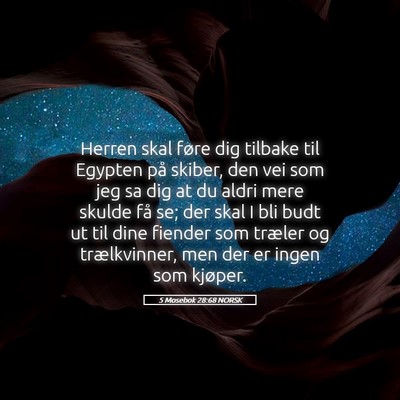 Picture 05 - 5 Mosebok 28:68 NORSK - Herren skal føre dig tilbake til Egypten på - Bible Verse Picture