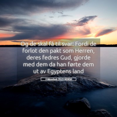 Picture 05 - 5 Mosebok 29:25 NORSK - Og de skal få til svar: Fordi de forlot den pakt - Bible Verse Picture