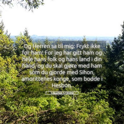 Picture 05 - 5 Mosebok 3:2 NORSK - Og Herren sa til mig: Frykt ikke for ham! For jeg - Bible Verse Picture