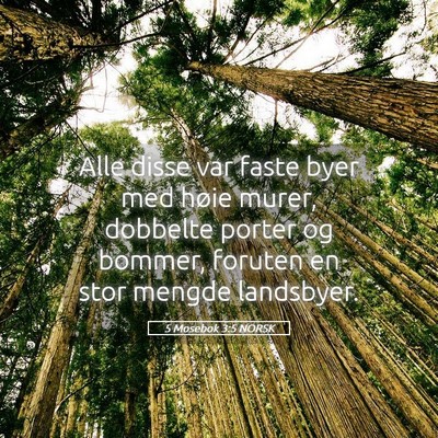 Picture 05 - 5 Mosebok 3:5 NORSK - Alle disse var faste byer med høie murer, - Bible Verse Picture