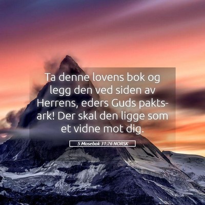 Picture 05 - 5 Mosebok 31:26 NORSK - Ta denne lovens bok og legg den ved siden av - Bible Verse Picture