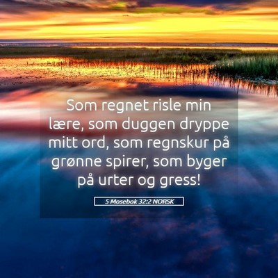 Picture 05 - 5 Mosebok 32:2 NORSK - Som regnet risle min lære, som duggen dryppe - Bible Verse Picture