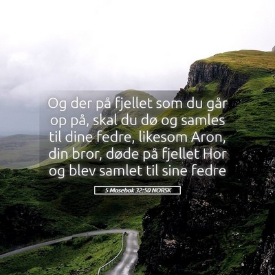 Picture 05 - 5 Mosebok 32:50 NORSK - Og der på fjellet som du går op på, skal du - Bible Verse Picture