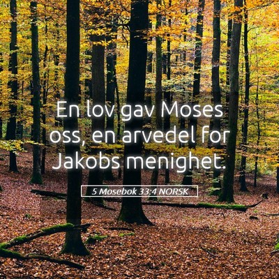 Picture 05 - 5 Mosebok 33:4 NORSK - En lov gav Moses oss, en arvedel for Jakobs - Bible Verse Picture