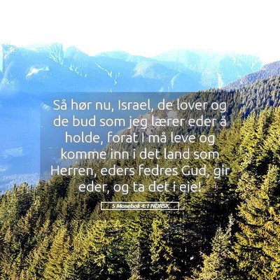 Picture 05 - 5 Mosebok 4:1 NORSK - Så hør nu, Israel, de lover og de bud som jeg - Bible Verse Picture