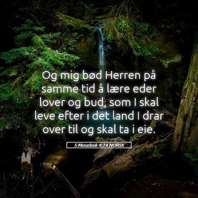 Picture 05 - 5 Mosebok 4:14 NORSK - Og mig bød Herren på samme tid å lære eder - Bible Verse Picture