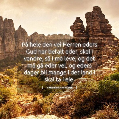 Picture 05 - 5 Mosebok 5:33 NORSK - På hele den vei Herren eders Gud har befalt - Bible Verse Picture