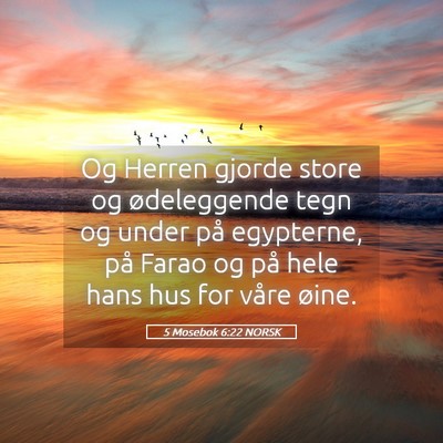 Picture 05 - 5 Mosebok 6:22 NORSK - Og Herren gjorde store og ødeleggende tegn og - Bible Verse Picture