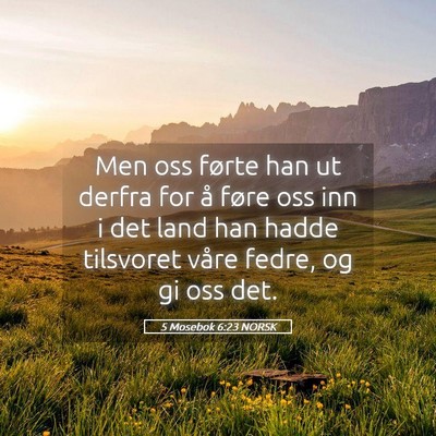 Picture 05 - 5 Mosebok 6:23 NORSK - Men oss førte han ut derfra for å føre oss inn - Bible Verse Picture
