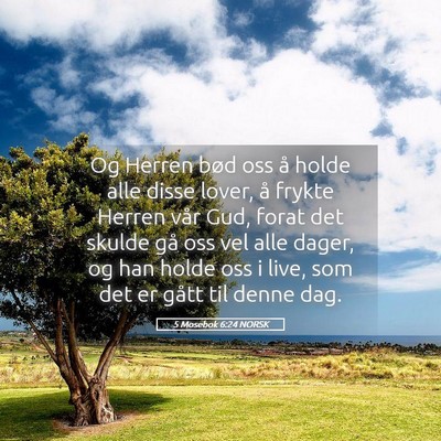 Picture 05 - 5 Mosebok 6:24 NORSK - Og Herren bød oss å holde alle disse lover, å - Bible Verse Picture