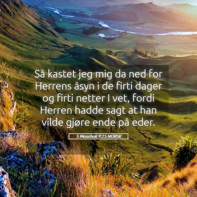 Picture 05 - 5 Mosebok 9:25 NORSK - Så kastet jeg mig da ned for Herrens åsyn i de - Bible Verse Picture