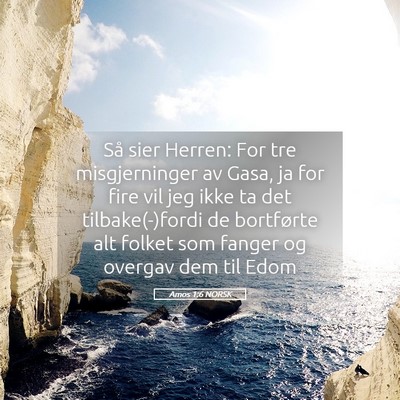 Picture 05 - Amos 1:6 NORSK - Så sier Herren: For tre misgjerninger av Gasa, - Bible Verse Picture