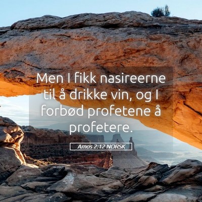 Picture 05 - Amos 2:12 NORSK - Men I fikk nasireerne til å drikke vin, og I - Bible Verse Picture