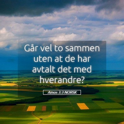 Picture 05 - Amos 3:3 NORSK - Går vel to sammen uten at de har avtalt det med - Bible Verse Picture