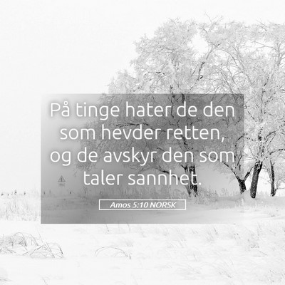 Picture 05 - Amos 5:10 NORSK - På tinge hater de den som hevder retten, og de - Bible Verse Picture