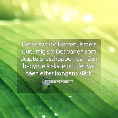 Picture 05 - Amos 7:1 NORSK - Dette syn lot Herren, Israels Gud, mig se: Det - Bible Verse Picture