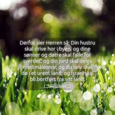 Picture 05 - Amos 7:17 NORSK - Derfor sier Herren så: Din hustru skal drive hor - Bible Verse Picture