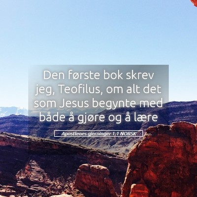 Picture 05 - Apostlenes gjerninger 1:1 NORSK - Den første bok skrev jeg, Teofilus, om alt det - Bible Verse Picture