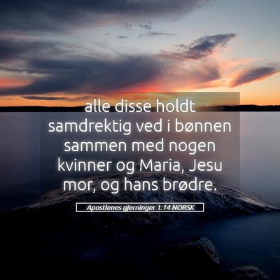 Picture 05 - Apostlenes gjerninger 1:14 NORSK - alle disse holdt samdrektig ved i bønnen sammen - Bible Verse Picture