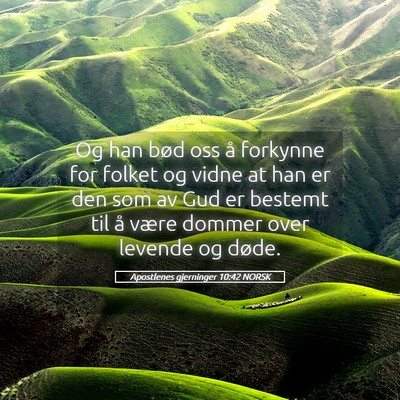 Picture 05 - Apostlenes gjerninger 10:42 NORSK - Og han bød oss å forkynne for folket og vidne - Bible Verse Picture