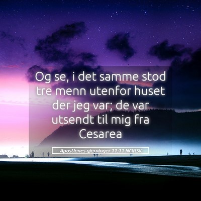 Picture 05 - Apostlenes gjerninger 11:11 NORSK - Og se, i det samme stod tre menn utenfor huset - Bible Verse Picture