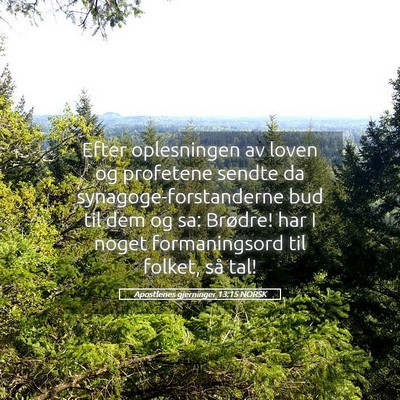 Picture 05 - Apostlenes gjerninger 13:15 NORSK - Efter oplesningen av loven og profetene sendte da - Bible Verse Picture