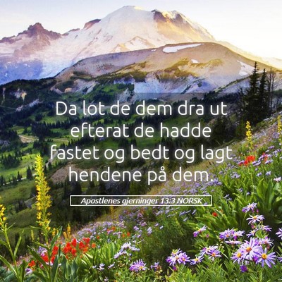Picture 05 - Apostlenes gjerninger 13:3 NORSK - Da lot de dem dra ut efterat de hadde fastet og - Bible Verse Picture