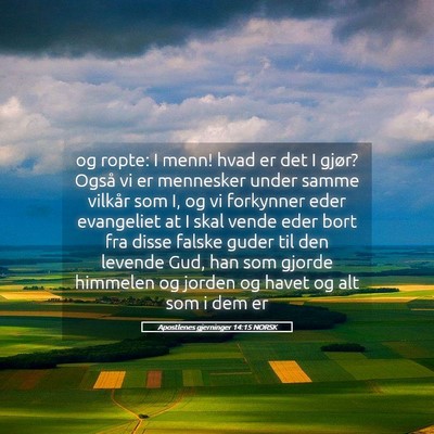 Picture 05 - Apostlenes gjerninger 14:15 NORSK - og ropte: I menn! hvad er det I gjør? Også vi - Bible Verse Picture