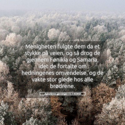 Picture 05 - Apostlenes gjerninger 15:3 NORSK - Menigheten fulgte dem da et stykke på veien, og - Bible Verse Picture