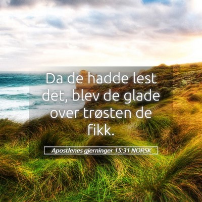 Picture 05 - Apostlenes gjerninger 15:31 NORSK - Da de hadde lest det, blev de glade over trøsten - Bible Verse Picture