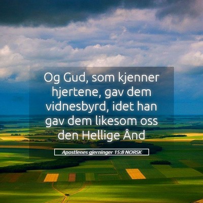 Picture 05 - Apostlenes gjerninger 15:8 NORSK - Og Gud, som kjenner hjertene, gav dem vidnesbyrd, - Bible Verse Picture