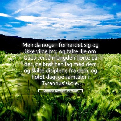 Picture 05 - Apostlenes gjerninger 19:9 NORSK - Men da nogen forherdet sig og ikke vilde tro, og - Bible Verse Picture
