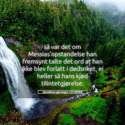 Picture 05 - Apostlenes gjerninger 2:31 NORSK - så var det om Messias'opstandelse han fremsynt - Bible Verse Picture