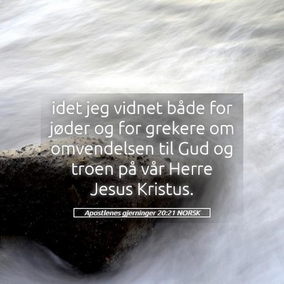 Picture 05 - Apostlenes gjerninger 20:21 NORSK - idet jeg vidnet både for jøder og for grekere - Bible Verse Picture