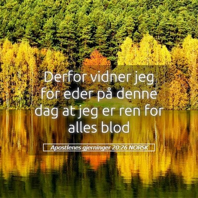 Picture 05 - Apostlenes gjerninger 20:26 NORSK - Derfor vidner jeg for eder på denne dag at jeg - Bible Verse Picture