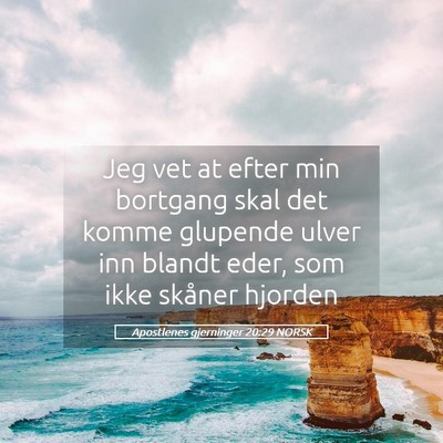 Picture 05 - Apostlenes gjerninger 20:29 NORSK - Jeg vet at efter min bortgang skal det komme - Bible Verse Picture