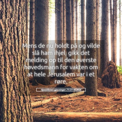 Picture 05 - Apostlenes gjerninger 21:31 NORSK - Mens de nu holdt på og vilde slå ham ihjel, - Bible Verse Picture
